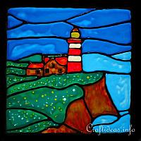 Lighthouse Glass Paint Picture