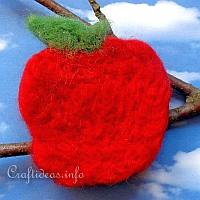 Needle Felted Apple Brooch or Lapel Pin