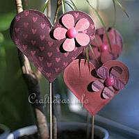 Puffy Paper Hearts Plant Sticks