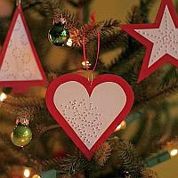Red Needle Pricked Paper Ornaments