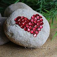 Sequins Heart Stone Paperweight
