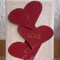Valentine's Day Card - I Love You Card with Red Hearts
