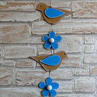 Wooden Hanging Decoration with Birds and Flowers