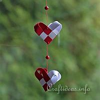 Woven Paper Christmas Hearts Mobile