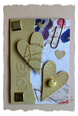 ATC - Artist Trading Cards - Love ATC Using Gold and Natural Colored Papers