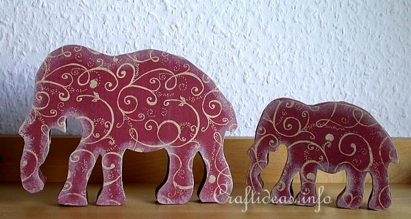 A Taste of India - Wooden Elephants Decorated with Scrapbook Papier
