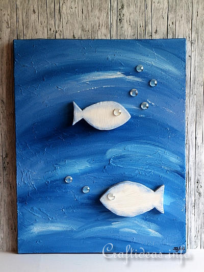 Acrylic Painting - Summer Fish Painting Using Wooden Fish 2