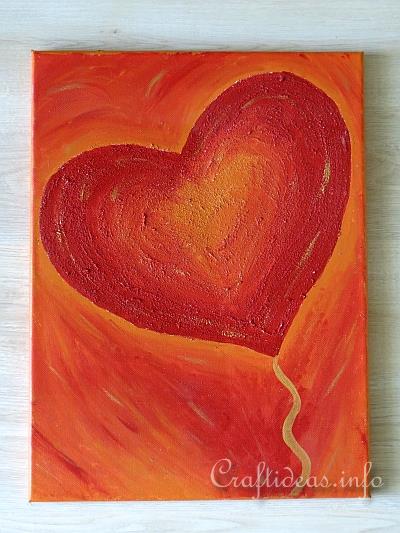 Acrylic Painting with Red Heart Motif - Full View