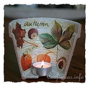 Autumn Clay Pot Tea Light Holder 