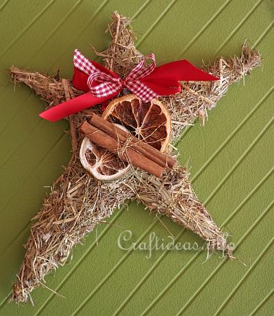 Basic Christmas Craft Ideas - Star Decoration Using Hay