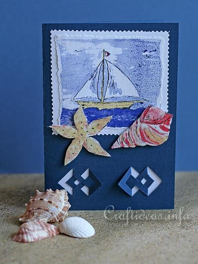 Birthday Card - Greeting Card - Maritime - Boat and Seashells Card