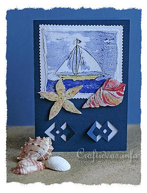 Birthday Card - Greeting Card - Maritime - Boat and Seashells Card 