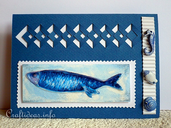 Birthday Card - Greeting Card - Maritime Card with Blue Fish 2