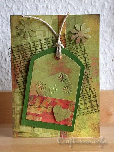 Birthday Card - Greeting Card - Olive Green Collage Card