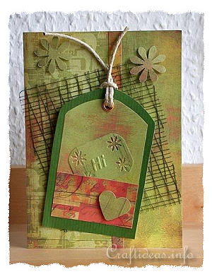 Birthday Card - Greeting Card - Olive Green Collage Card 