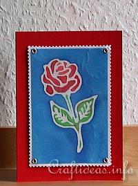 Birthday Card - Greeting Card - Red Rose on Silk Card