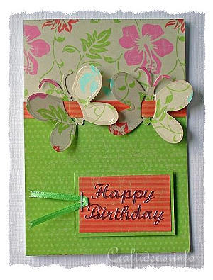 Birthday Card with Butterflies and Tropical Colors 