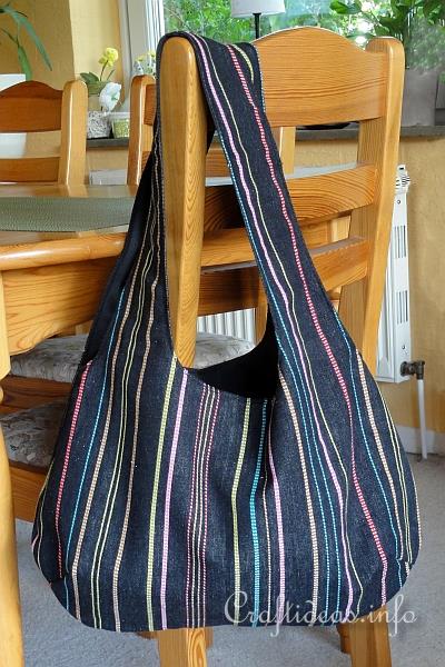 Black Reversible Bag With Color Stripes
