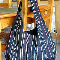 Black Reversible Bag With Color Stripes 