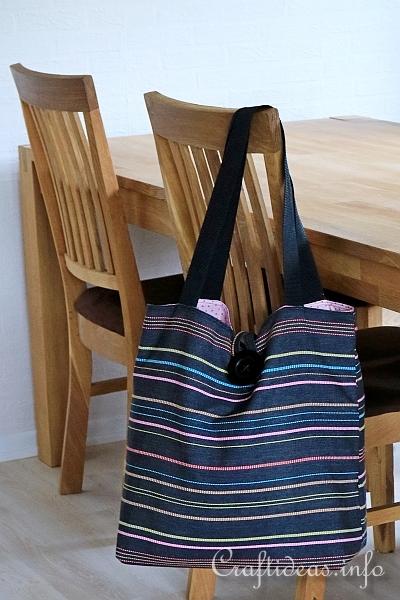 Black and Pink Striped Tote