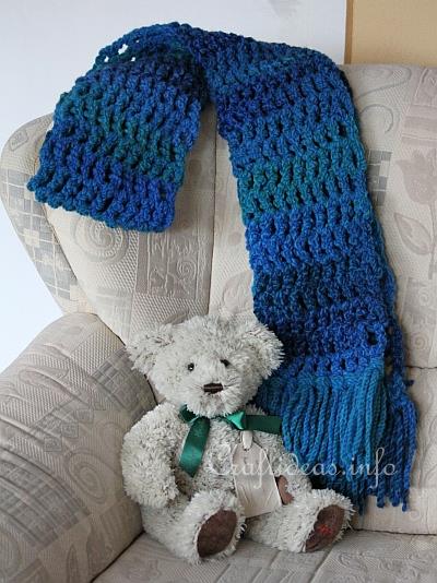 Blue Chunky Crochet Winter Scarf 1
