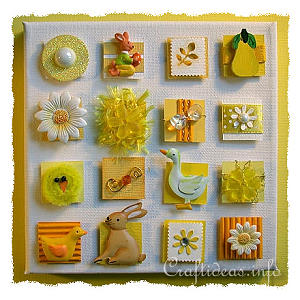 Canvas Picture with Inchies - Yellow Spring and Easter Motifs 