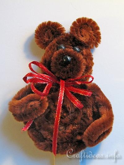 Chenille Teddy Bear Plant Stick or Bookmarker