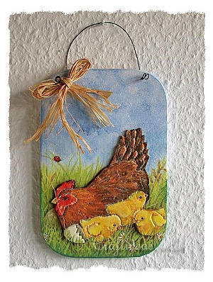 Chicken and Chicks Wooden Wall Decoration 