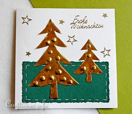 Christmas Card - Gold Tree and Stars Greeting Card for the Holidays