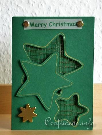 Christmas Card - Green Stars Greeting Card for the Holidays