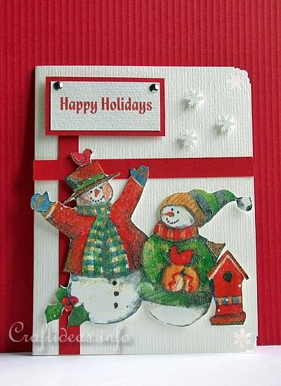 Christmas Card - Happy Holidays Snowmen Greeting Card for the Holidays