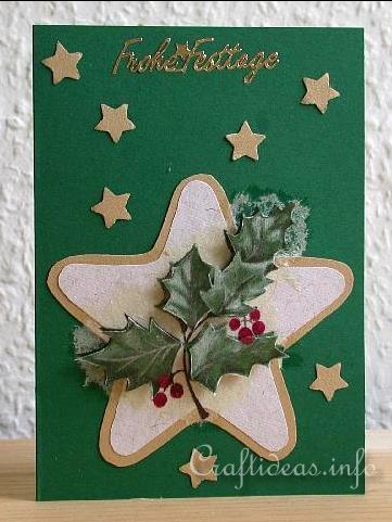 Christmas Card - Holly and Star Greeting Card for the Holidays