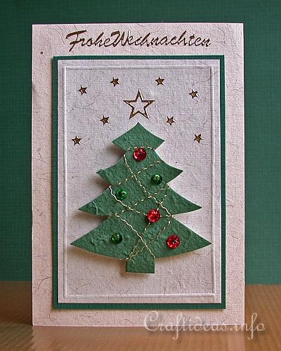 Christmas Card - Jeweled Christmas Tree with Beads and Sequins