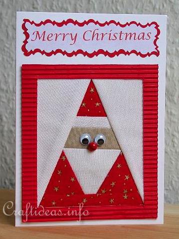 Christmas Card - Patchwork Santa Greeting Card for the Holidays