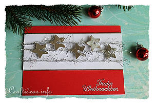 Christmas Card - Red with Silver Stars Greeting Card for the Holidays 
