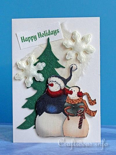 Christmas Card - Snowman Couple Greeting Card for the Holidays