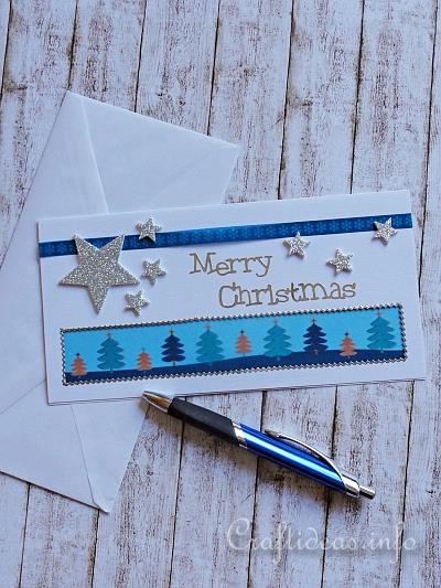 Christmas Card With Stars and Trees
