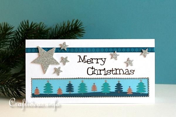 Christmas Card With Stars and Trees - Detail 2