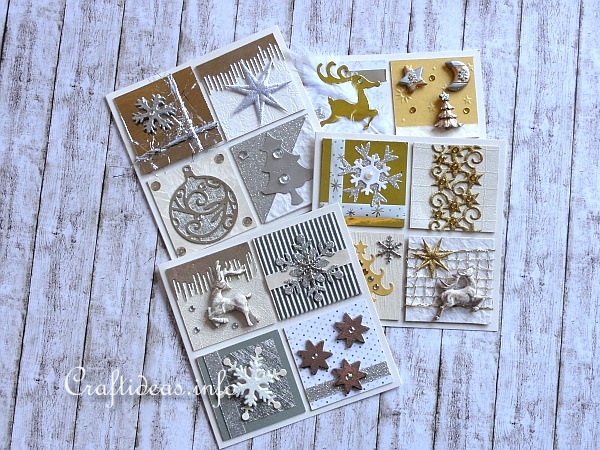 Christmas Cards With Silver, Gold and White Embellishments