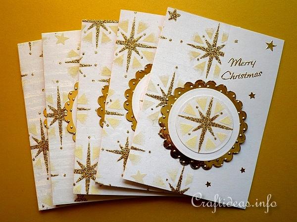 Christmas Cards with Printed Organza Motifs - Gold
