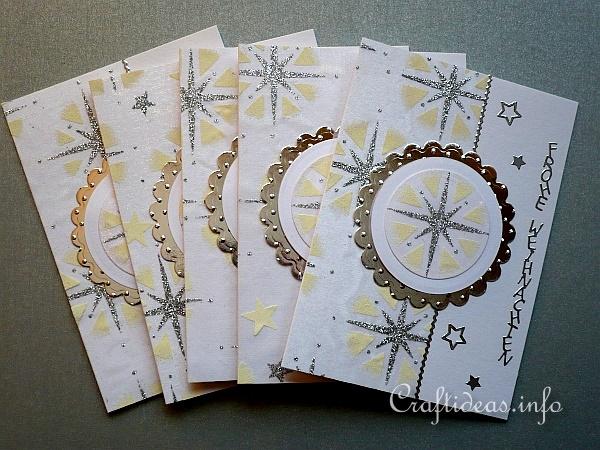 Christmas Cards with Printed Organza Motifs - Silver