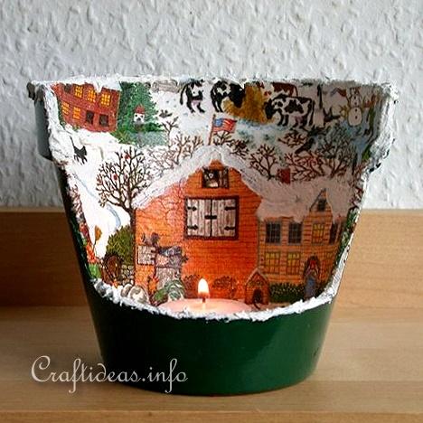 Christmas Craft - Flower Pot Tea Light Holder 2