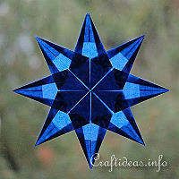 Christmas Craft Idea for Kids - Blue Origami Folded Transparent Star 