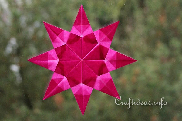Christmas Craft Idea for Kids - Pink Origami Folded Transparent Star