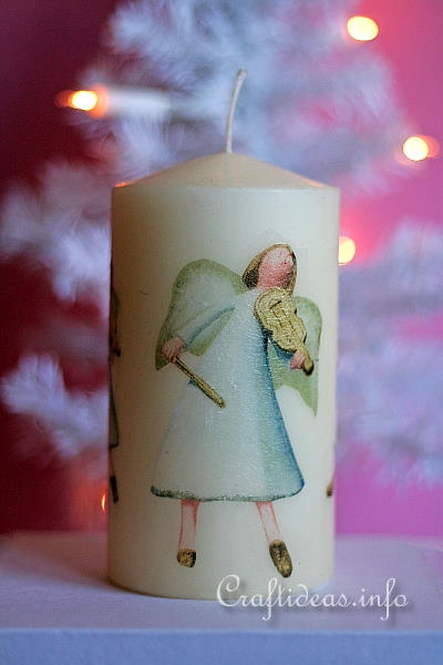 Christmas Craft for Kids - Decoupage Candle with Cherubs