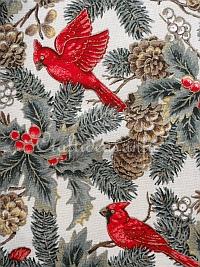 Christmas Fabric with Birds Motif