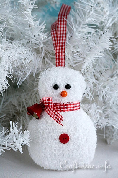 Christmas Ornament to Sew - Washcloth Snowman
