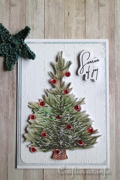 Christmas Tree Card With Rhinestones