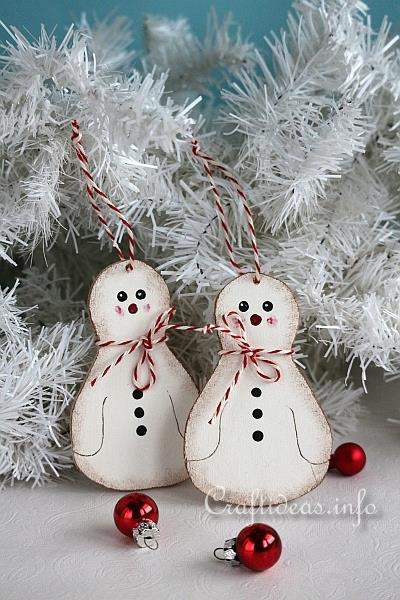 Christmas Wood Craft - Snowman Tree Ornaments
