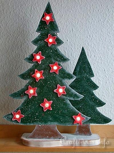 Christmas Wood Craft - Wooden Lighted Christmas Trees